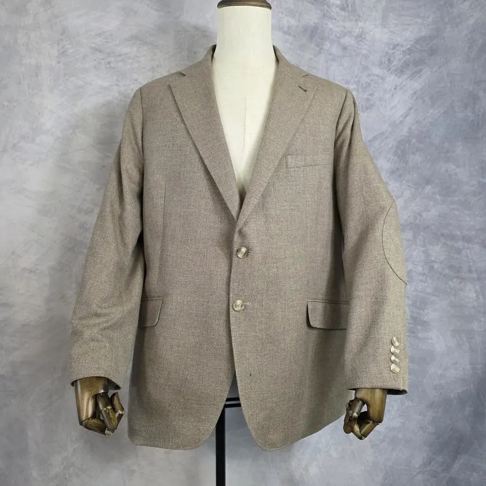 Joe Joseph Abboud Blazer Mens 48 Regular Tan Slim Fit Elbow Patch Sport Coat